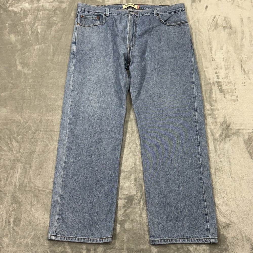 Levis Jeans Mens 42x30 Blue 505‎ Regular Fit Straight Leg Medium Wash Denim Work